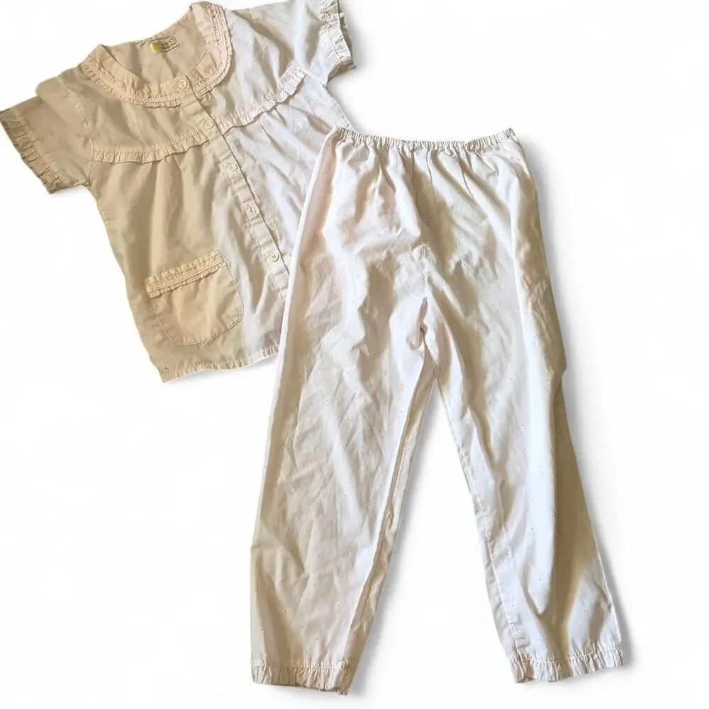 Girly Baby Pink Cottagecore Pajama Set Girls Size Large 12/14